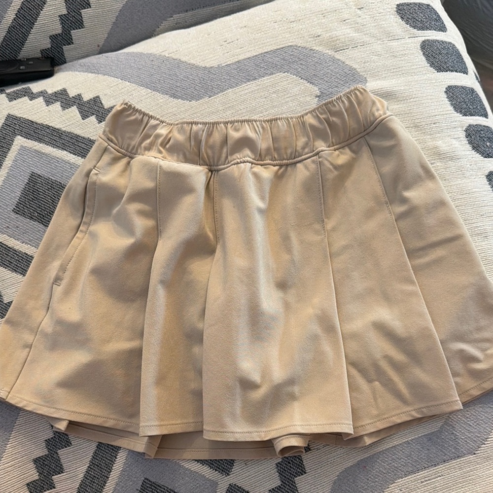 Kids Beige Flared Skirt - Elastic Waist